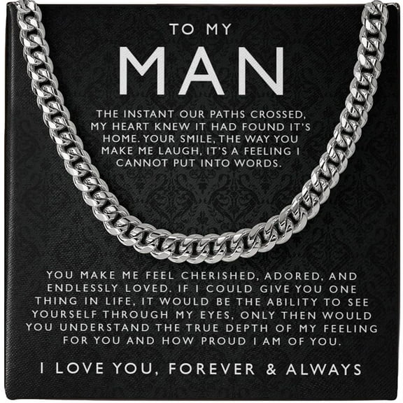 Anniversary Gift for Husband, To My Man Necklaces Gift, Man Cuban Chain Necklace, Gifts For Men, Valentines Day Gift, To My Husband Necklace, Unique Gift For Boyfriend, Chain For Boyfriend