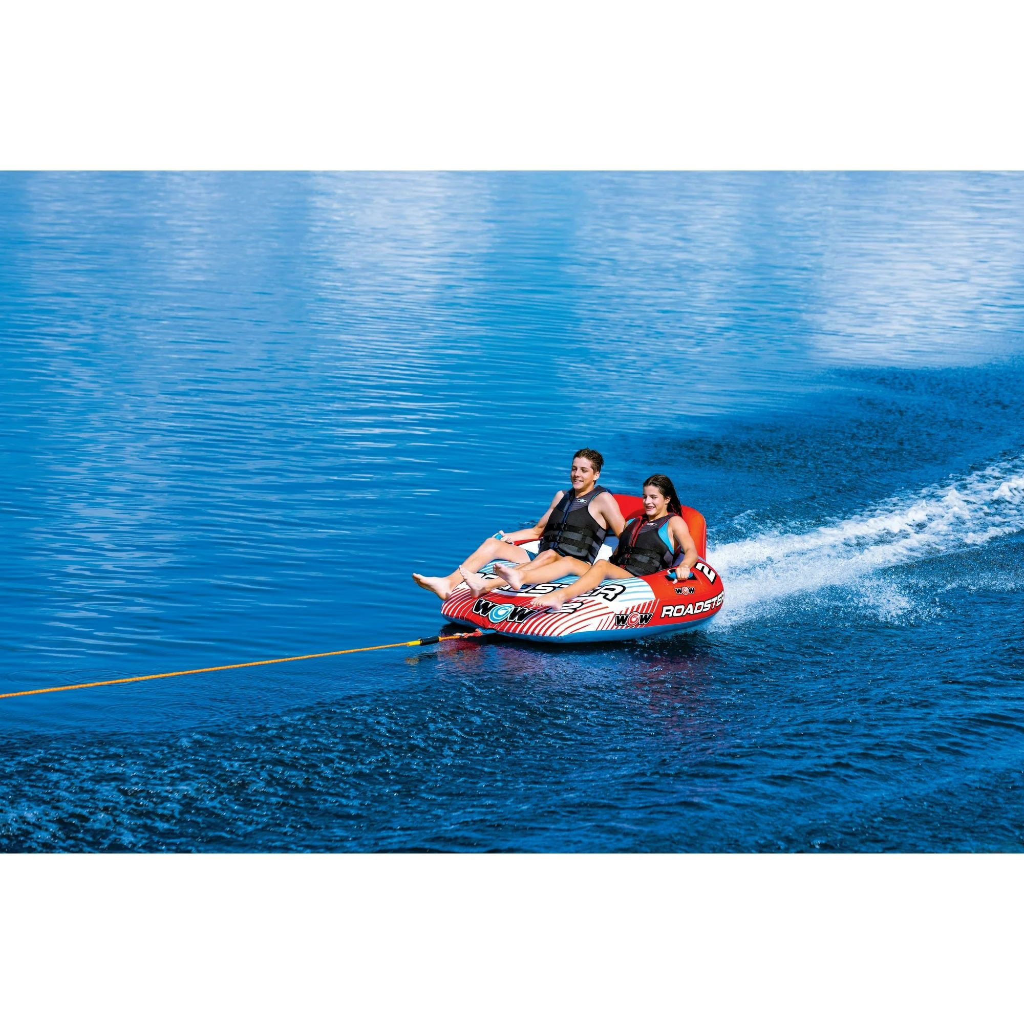 WOW SPORTS Roadster 1-2 Person Inflatable Towable Tube for Boating and WOW Sports 2K Tow Rope for Boating, Towables and Watersports, 60 ft