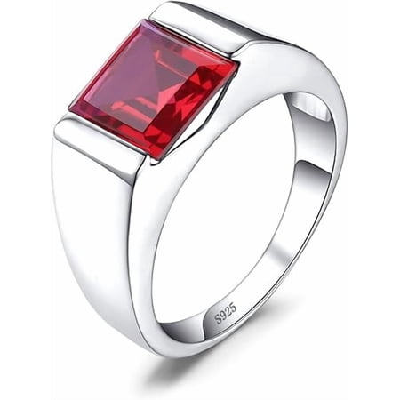 Gems&Jewels 2.20 Ct Princess Cut Red Ruby Womens Bridal Ring 14K White Gold Plated-9.5