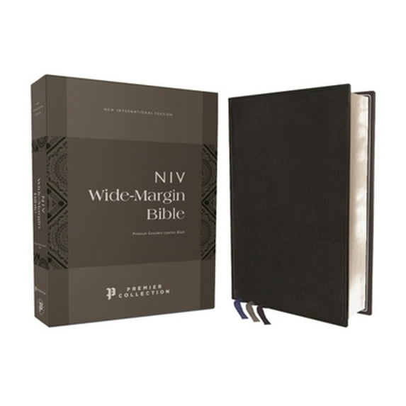 Pre-Owned Niv, Wide Margin Bible (a Bible That Welcomes Note-Taking), Premium Goatskin Leather, Black, Premier (Hardcover) by Zondervan