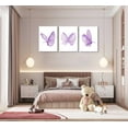 thumbnail image 4 of 3Pcs Butterfly Canvas Wall Art Purple Butterfly Posters Pictures Minimalist Cute Animal Paintings Aesthetic Preppy Room Prints for Girls Bedroom Nursery Home Wall Decor Gift Framed, 4 of 6