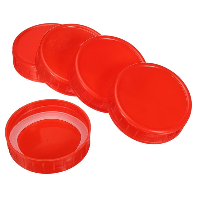 Tapas de frasco de plástico de boca regular de 70 mm Uxcell con anillo de sellado de silicona, rojo 1 juego/10 paquetes