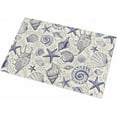 thumbnail image 2 of Shag Bath Rugs Ocean Navy Blue Starfish Conch Seamless Plush Soft Fluffy Doormat Floor Carpet,Non-Slip Living Room Bedroom Kitchen Entryway Door Mats Marine Life Retro Linen, 2 of 6