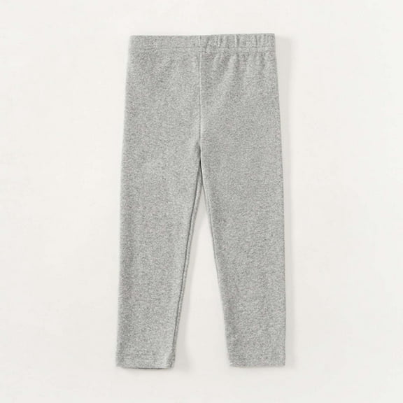 Huowey Big Girls Boys Uniform Pants Autumn Winter Warm Solid Color Elastic Waist Pull On Trousers Flat Front Dress Pants Comfortable Stretch Dailywear,Light Gray,5-6 Years