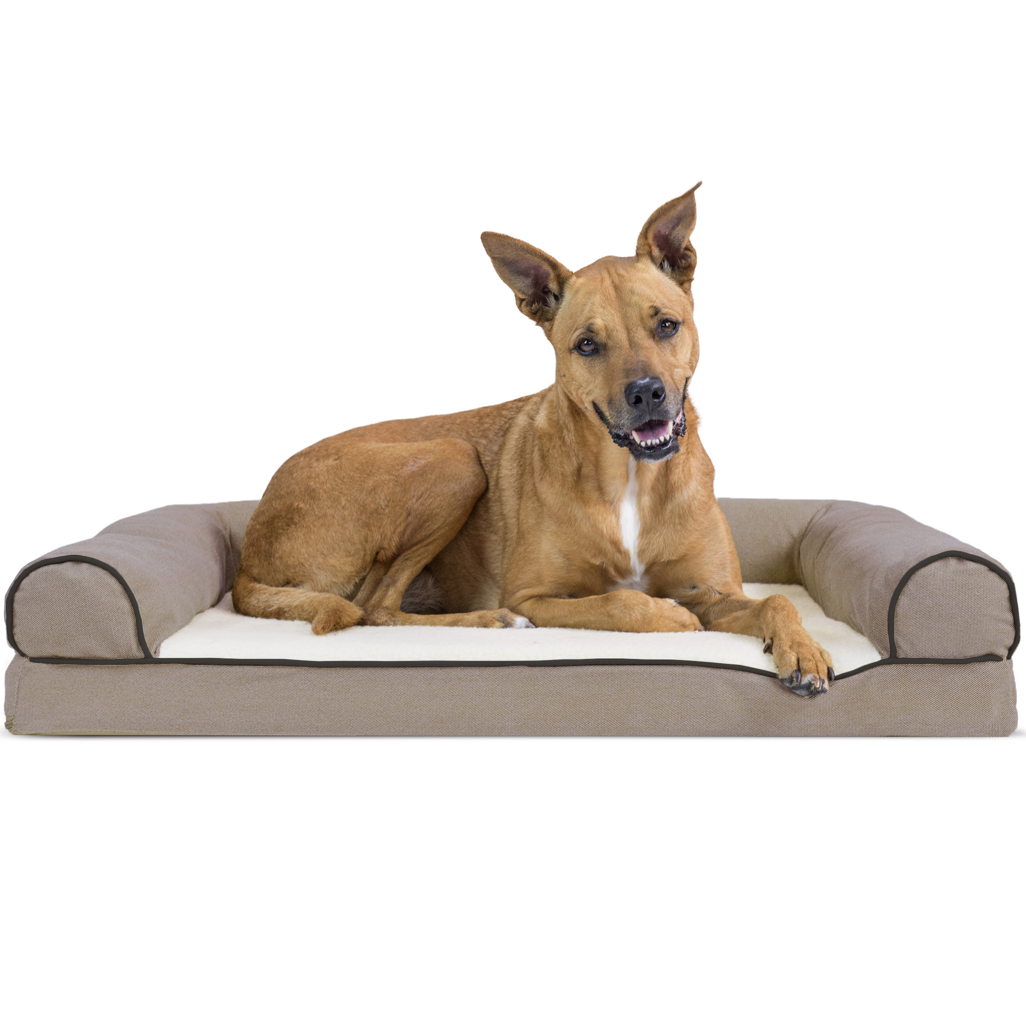 FurHaven Pet Dog Bed Orthopedic Faux Fleece & Chenille SofaStyle