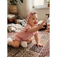 thumbnail image 5 of BemeyourBBs Newborn Baby Girls Little Sister Outfit Waffle Knit Ruffle Romper Little Sis Letter Embroidery Short Sleeve Infant Bodysuit Jumpsuit Headband Cute Baby Girl Summer Clothes, 5 of 9