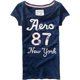 thumbnail image 1 of Aeropostale Camiseta gráfica Aero 87 para mujer, azul, extra pequeña, 1 of 1