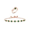 Gem Stone King 3.37 Ct Green Nano Emerald 18K Rose Gold Plated Silver Ring Bracelet Set
