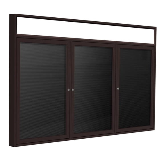 Ghent's Vinyl 48" x 96" 3 Door Enclosed Headliner Letterboard in Black