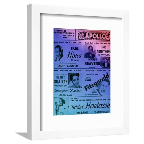 Old Apollo Theater Performance Calendar in Cool Colors, Framed Art Print Wall Art Sold by ArtCom