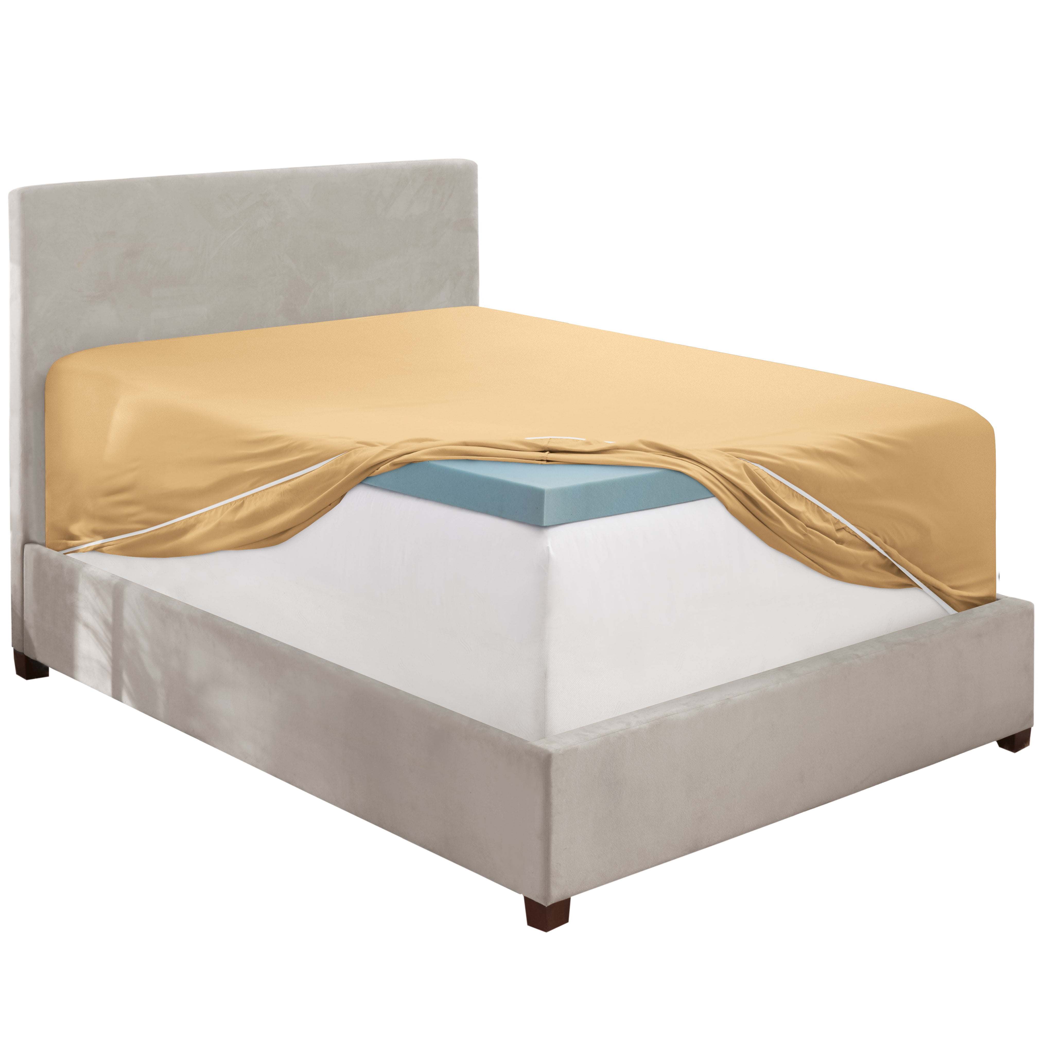 Premium 1800 Collection 18" - 21" Extra Deep Pocket Fitted Sheet, Fits High Profile Mattresses with Toppers, Double Brushed Soft Microfiber, Hypoallergenic, Full Size - Camel Gold