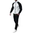 thumbnail image 2 of Frnrwgo Mens 2-Piece Tracksuit Jacket and Pants Set Loose Fit Color Block Raglan Sleeve Casual Fall Winter Outfit with Full zip, 2 of 7