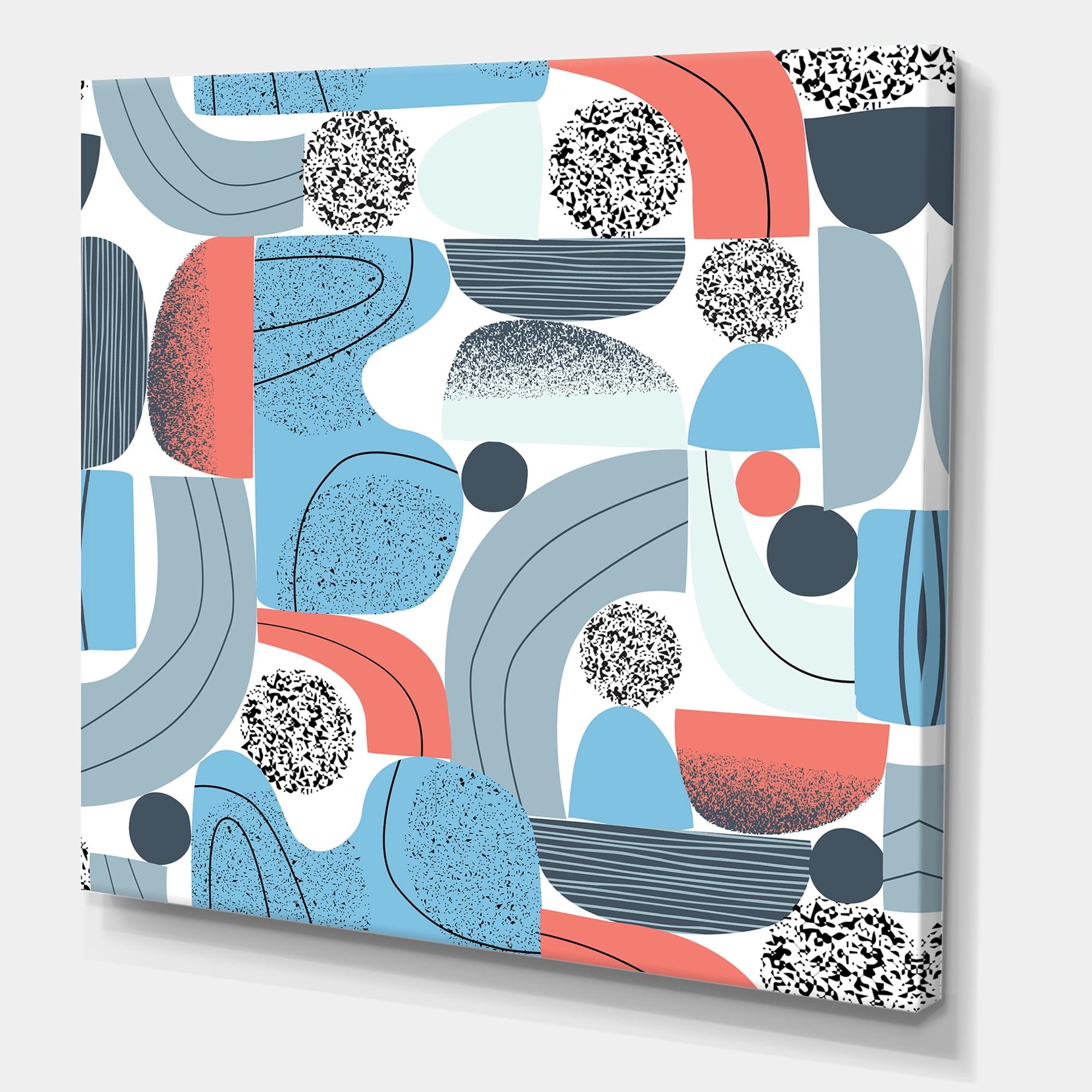 Retro Shapes With Abstract Moons and Suns II 36 in x 36 in Painting Canvas Art Print, by Designart