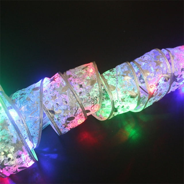 Xihbxyly Luces Navideñas de Cinta, Decoración con Lazo Led, Ambiente Romántico y Cálido, Fácil de Usar, Funciona con Pilas, Adorno para Árbol y Corona, Regalo Navideño, 200 Cm de Largo.