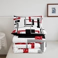 thumbnail image 4 of YST Black and White Striped Comforter Set for Boys Girls,Red Sequins Bedding Full,Modern Style Bedding Comforter Sets,Abstract Reversible Quilt with 2 Pillowcases, 4 of 5