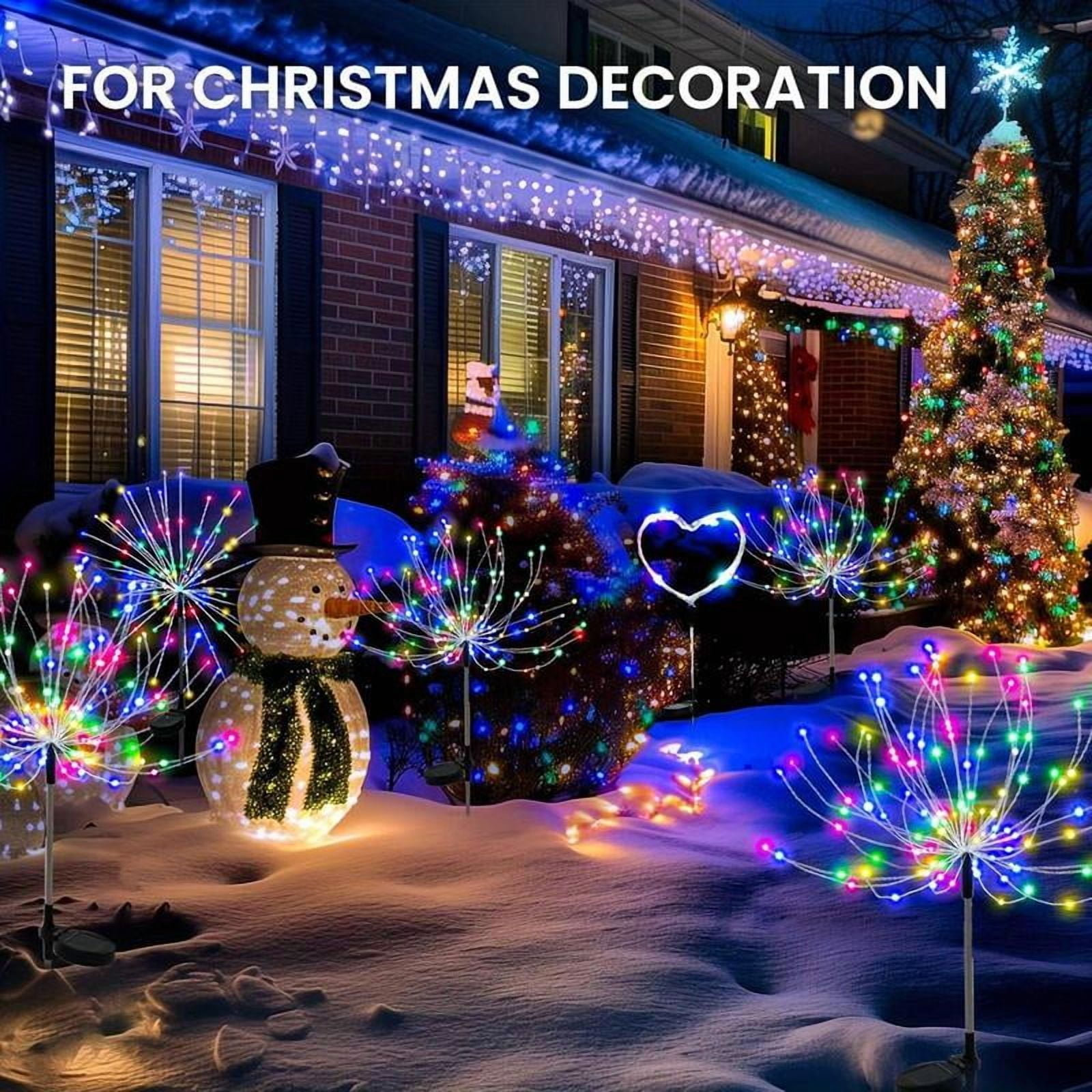 Slssqhz Solar Landscape Firework Lights 480 LED 8 Flashing Modes Christmas Outdoor Decor