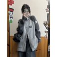 thumbnail image 4 of Suéter de cuello alto vintage, cárdigan gris con doble cremallera, suéter de otoño para mujer, chaqueta de retazos con estampado de estrellas de moda coreana Y2k, 4 of 5