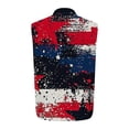 thumbnail image 5 of fnnxeal Men Western Sleeveless Snap Shirt Red White Blue Splatter Print Color Block Casual Cowboy Top with Chest Pocket Stretch Lightweight Patriotic ShirtSize S, 5 of 5