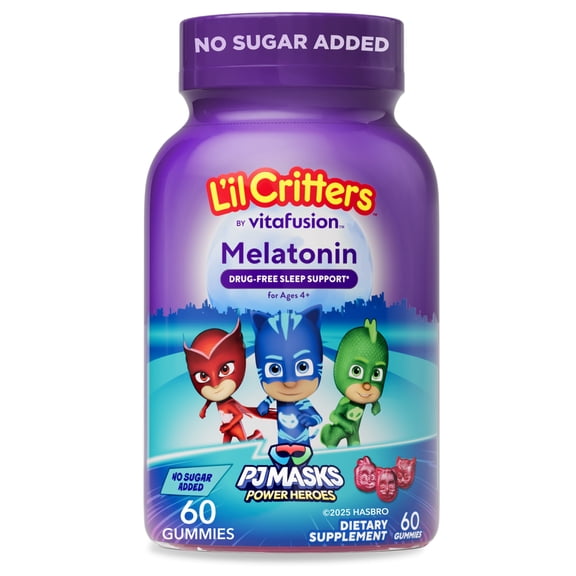 L'il Critters PJ Masks Melatonin Gummy Supplements, Supports Sleep, 60 Gummy Vitamins