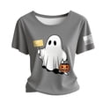 thumbnail image 1 of NMMUED T-Shirts d'Halloween pour Femmes T-Shirts à Col Rond pour Femmes T-Shirts d'Halloween Mignons pour Vêtements pour Femmes T-Shirts Graphiques pour Femmes T-Shirts Tête de Mort pour Femmes T-Shirts Citrouille pour Femmes Gris m, 1 of 4