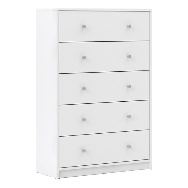 Levan Home Contemporary 5 Drawer Engineered Wood Chest/Bedroom Dresser in White