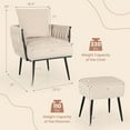 thumbnail image 3 of Gymax Modern Dutch Velvet Accent Chair & Ottoman Set Single Leisure Sofa Chair Beige, 3 of 10