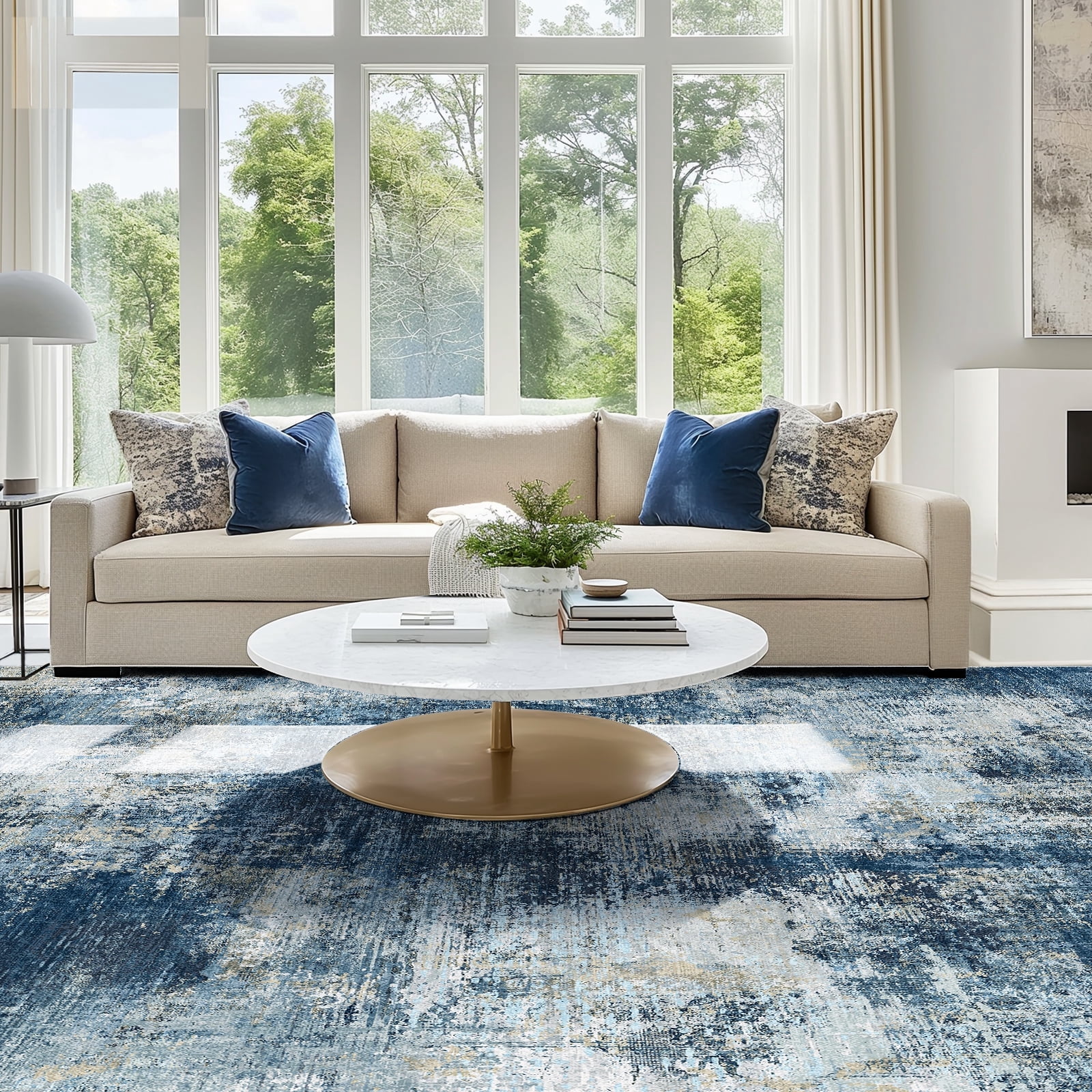 CHITOOMA 5'x7' Area Rugs for Living Room, Machine Washable Abstract Distressed Rugs Indoor Neutral Carpet Rugs for Bedroom Dining Room Office with Non-Slip Backing, Stain Resistant Non-Shed