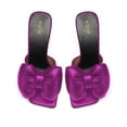thumbnail image 3 of YDN Women's Bows Open Toe Slides Sandals Rhinestone Block Low Heeled Slip On Mules Casual Shopping Shoes Size 9.5 Purple, 3 of 4
