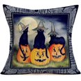 thumbnail image 3 of Paquete de 4 fundas de almohada de Halloween, aterradoras, con lápida de cuervo, gato negro, calabaza, 45 x 45 cm, 3 of 5