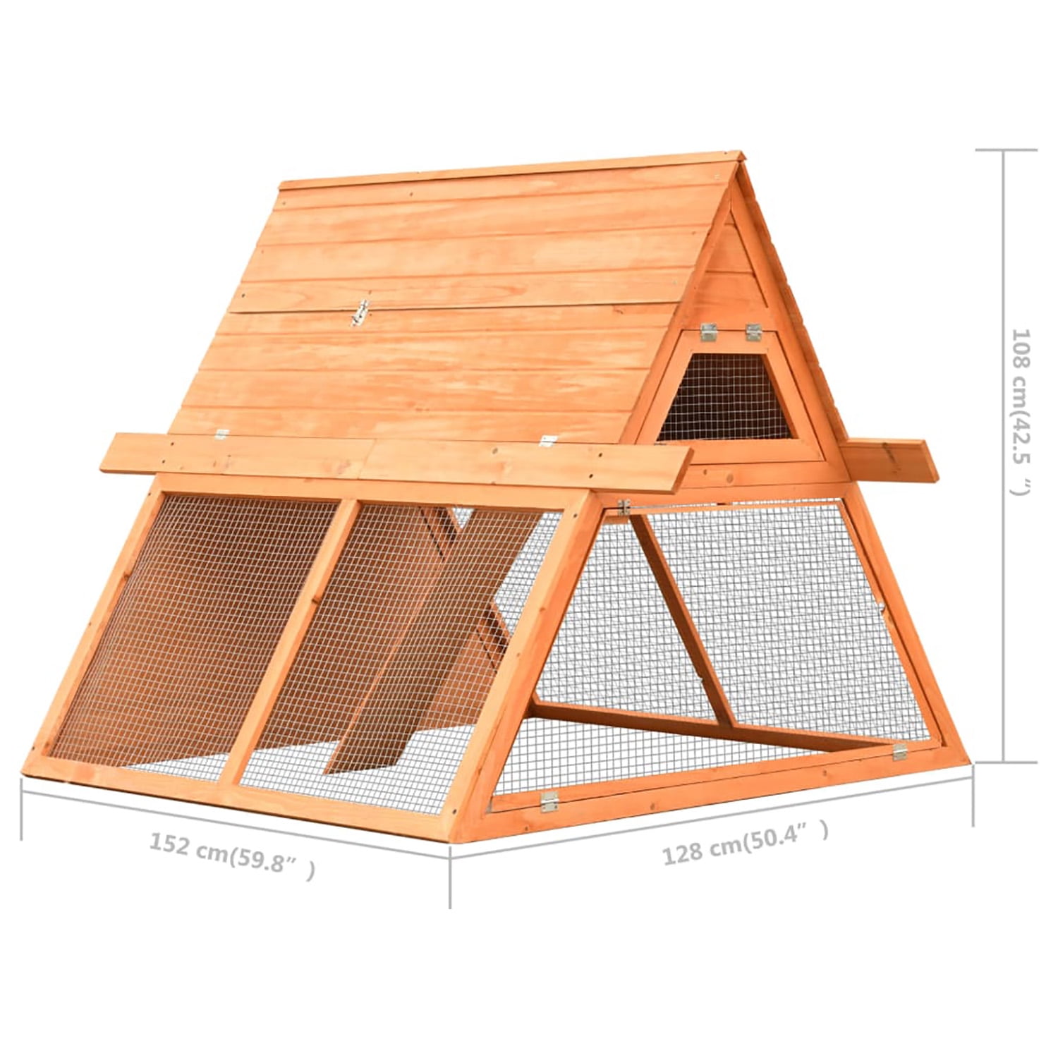 Pefilos 59" Outdoor Wooden Rabbit Hutches for Indoor A-Shaped Bunny Cage Small Animal Pet Cages, Orange Pefilos 59" Outdoor Wooden Rabbit Hutches for Indoor A-Shaped Bunny Cage Small Animal Pet Cages, Orange
