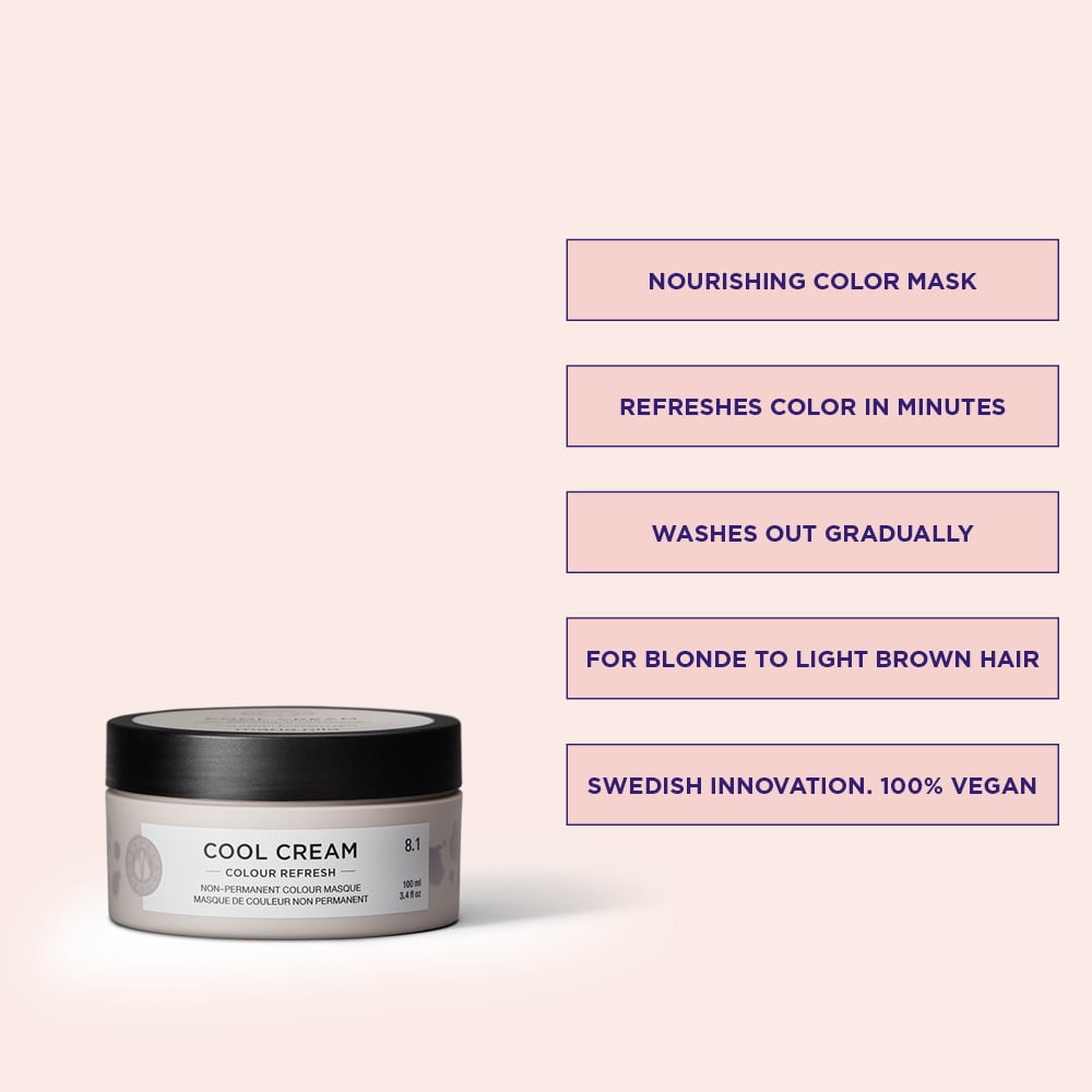 Maria Nila Colour Refresh, Cool Cream 3.4 Fl Oz, Cool Dark Blonde Hair Mask, Semi-Permanent Pigments, 100% Vegan & Sulfate/Paraben free