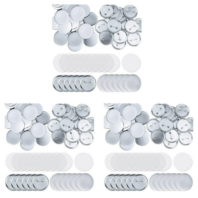 300 Sets Round Button Parts Blank Making Supplies 58mm Metal Button Badge Making Kits, Blank Pin Back Button Parts