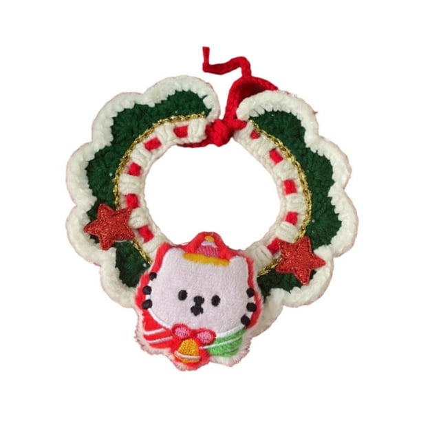 Collar de punto para gatos, collar navideño para perros, decoración festiva para perros, gatos, disfraces, collares navideños tejidos a mano Gatos M