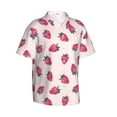 thumbnail image 2 of Fotbe Hand Drawn Strawberry Hawaiian Shirt for Men Unisex Summer Beach Casual Short Sleeve Cotton Linen Button Down Shirts-Small, 2 of 9