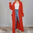 thumbnail image 2 of Ediodpoh Knitted Sweater Coat Long Cardigan Warm Winter Fashion Outerwear Casual Oversized Button Front Pocket Detail Cardigan Sweaters for Women Orange1 XL, 2 of 5