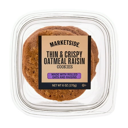 Marketside Thin & Crispy Oatmeal Raisin Baked Cookies, 6 oz, 8 Count