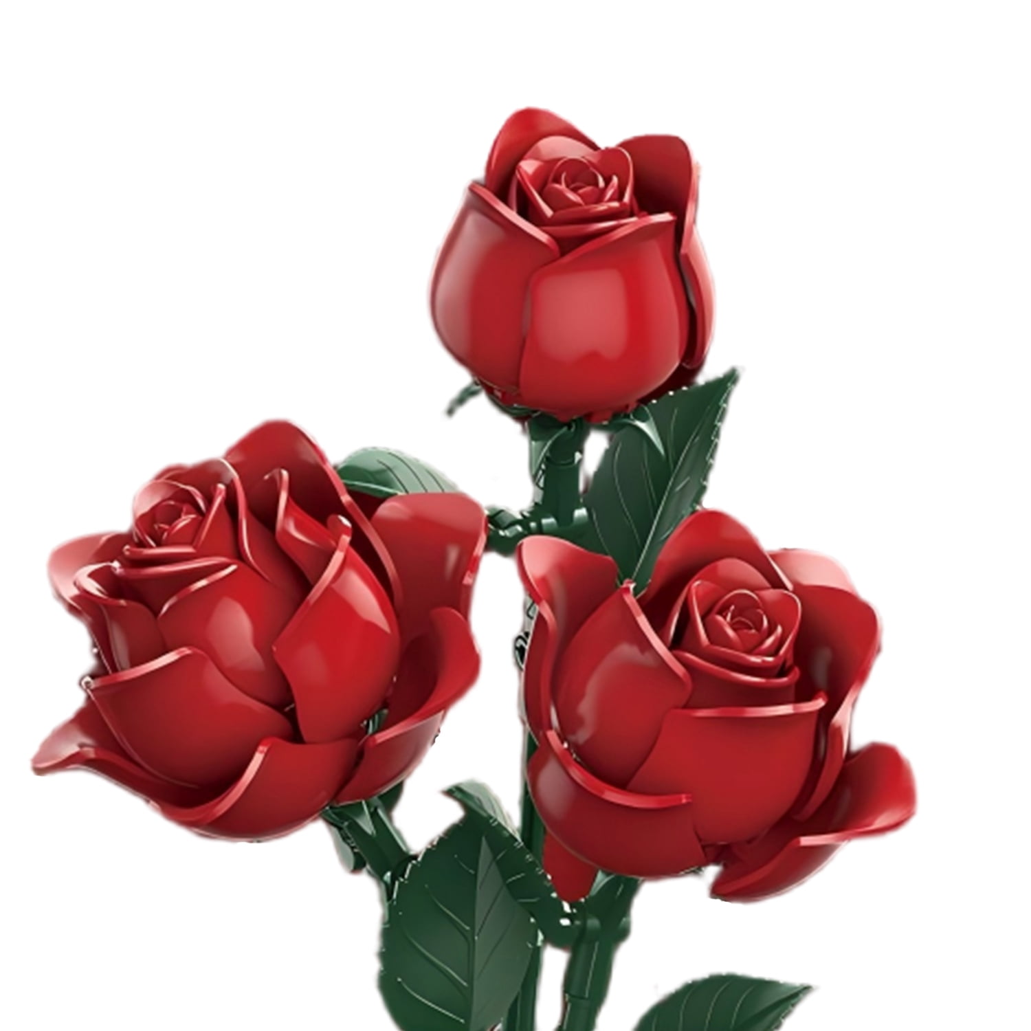 Botanicals Bouquet of Roses Artificial Flowers - Fake Red Roses Building Set for Adults, Ages 14+ - Wedding Decor for Table Display - Gift for Wedding, Bridesmaid
