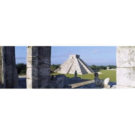 Pyramid in A Field El Castillo Chichen Itza Yucatan Mexico Poster Print - 18 x 6