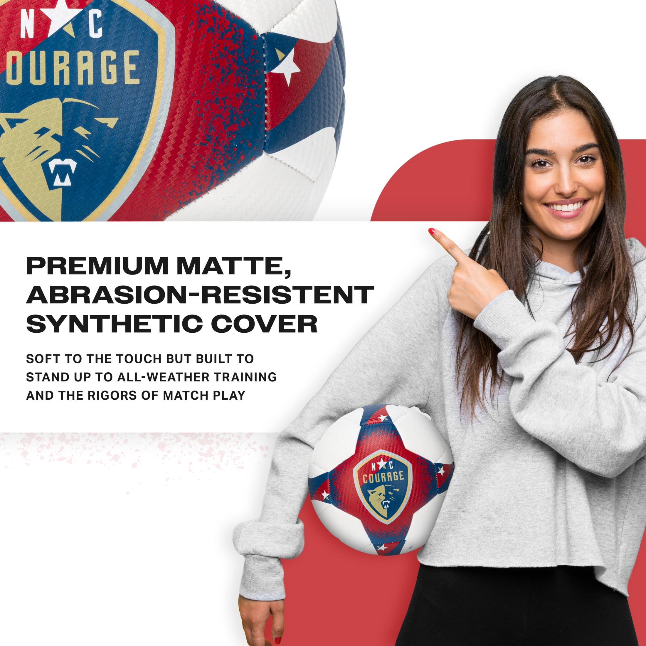 Franklin Sports NWSL North Carolina Courage Soccer Ball - Official Size 5 Soccer Ball - Regulation Size + Weight Soccer Ball for Kids + Adults - Boys + Girls Soccer Ball - Air Pump Included