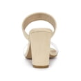 thumbnail image 2 of BLISSFUL STEP Mules à Talons Blocs à Double Bride Transparente pour Femmes Sandales à Enfiler Beige 8, 2 of 7