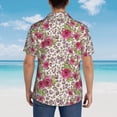 thumbnail image 4 of Sikiie Rose Mix Leopard 4 Print Men's Hawaiian Shirt, Summer Beach Button Pocket Short Sleeve T-Shirt,XX-Large, 4 of 7