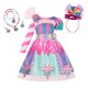 thumbnail image 3 of Disfraz de arcoíris con estampado de piruleta para niños, vestidos de princesa con diadema, ropa de fiesta de cumpleaños y Navidad, 2-10 años, 3 of 5