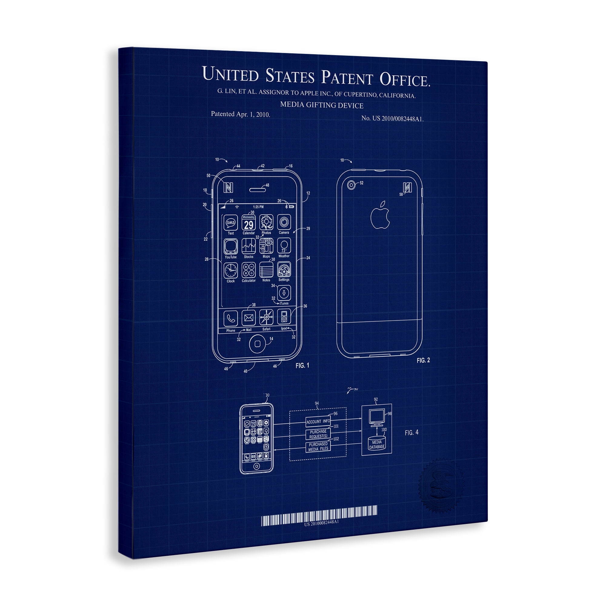 Stupell Industries Cell Phone Blueprint Typography Painting Gallery Wrapped Canvas Art Print Wall Art, 24 x 30