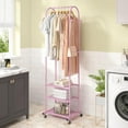 thumbnail image 5 of Heavy Duty Clothing Rack with Wheels,Modern Garment Rack with 3 Metal Shelves, 71.8Inches Display Rack for Hanging Clothes, Hanging Rod for Small Space,Pink, 5 of 14