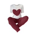 thumbnail image 4 of Valentine's Day Pajamas for Women Set Fall Fashion Must Have Womens Pajama Sets Crew Neck Fitness Pj Set Elbow Sleeve Matching Pjs for Couples Wine, 4 of 8