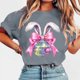 thumbnail image 3 of Tops de Manga Corta de Verano para las Mujeres Imprimir Blusa de Cuello Redondo, Moda Ligera de Poliéster Spandex, 3 of 4
