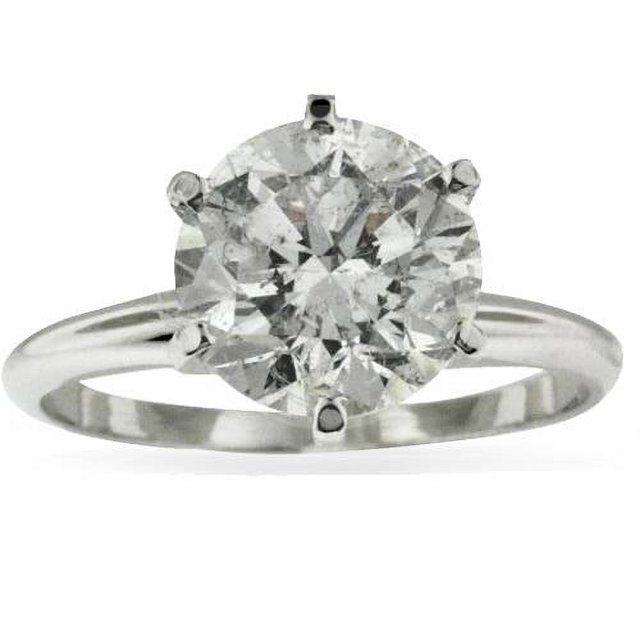 3ct Round Diamond Solitaire Engagement Ring 14K White Gold