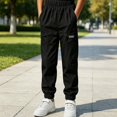 thumbnail image 2 of SGFCWSX Boys Jogger Cargo Pants, Elastic Waist Lightweight Trousers with Multi Pockets for Outdoor Playwear Outfits Black Size 12, 2 of 9
