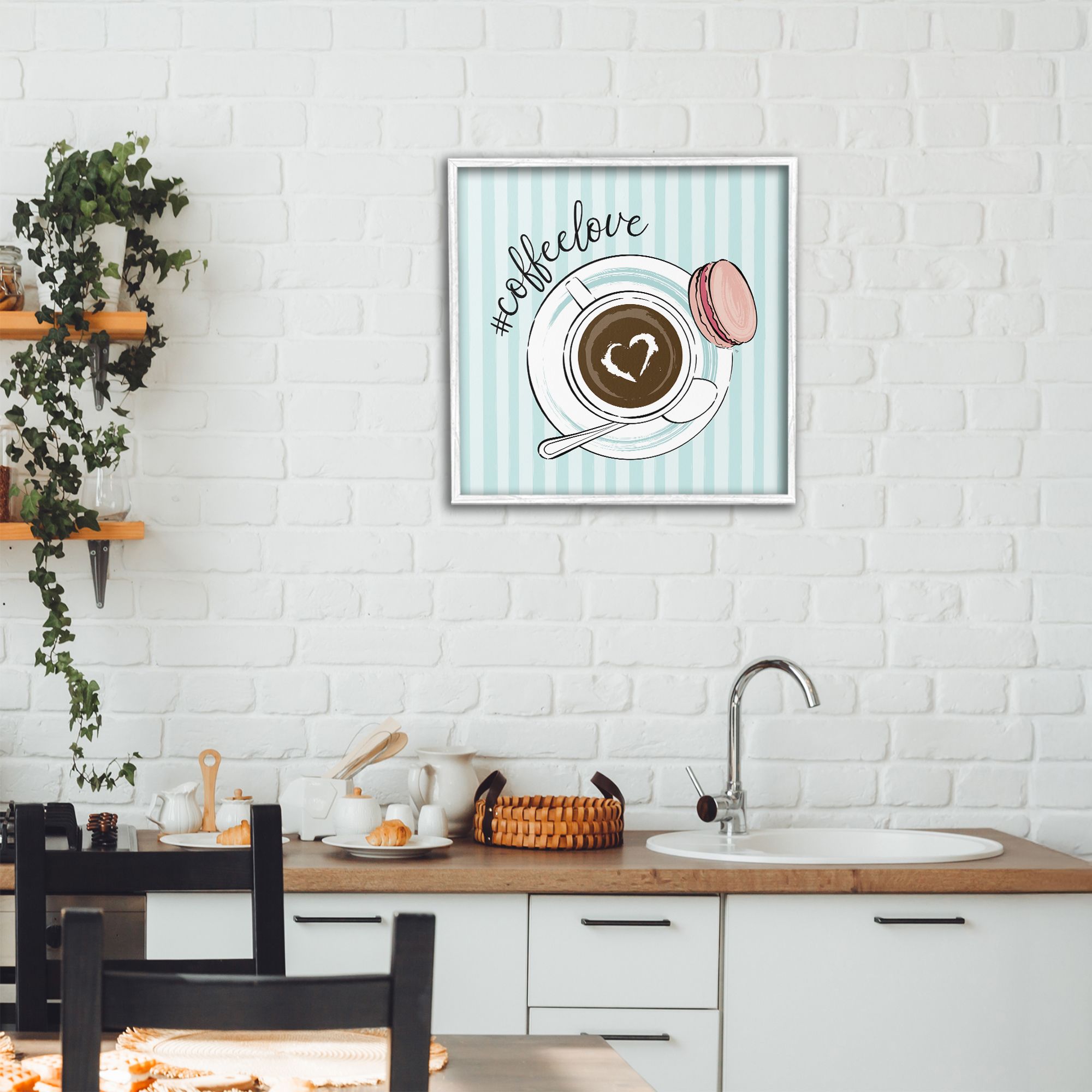 Stupell Industries Coffee Love Hashtag White Framed Giclee Art, design by Martina Pavlova