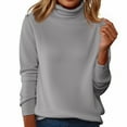 thumbnail image 2 of Cozy Sweaters For Women Turtleneck Long Sleeve Pullover Knitted Pullover Warm Tops Fall Winter Clothes Gray 2XL, 2 of 6